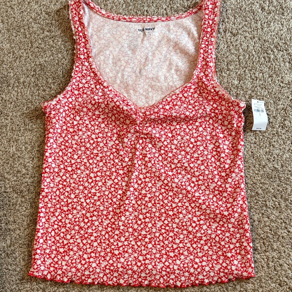 ON Red and White Floral Tank Top